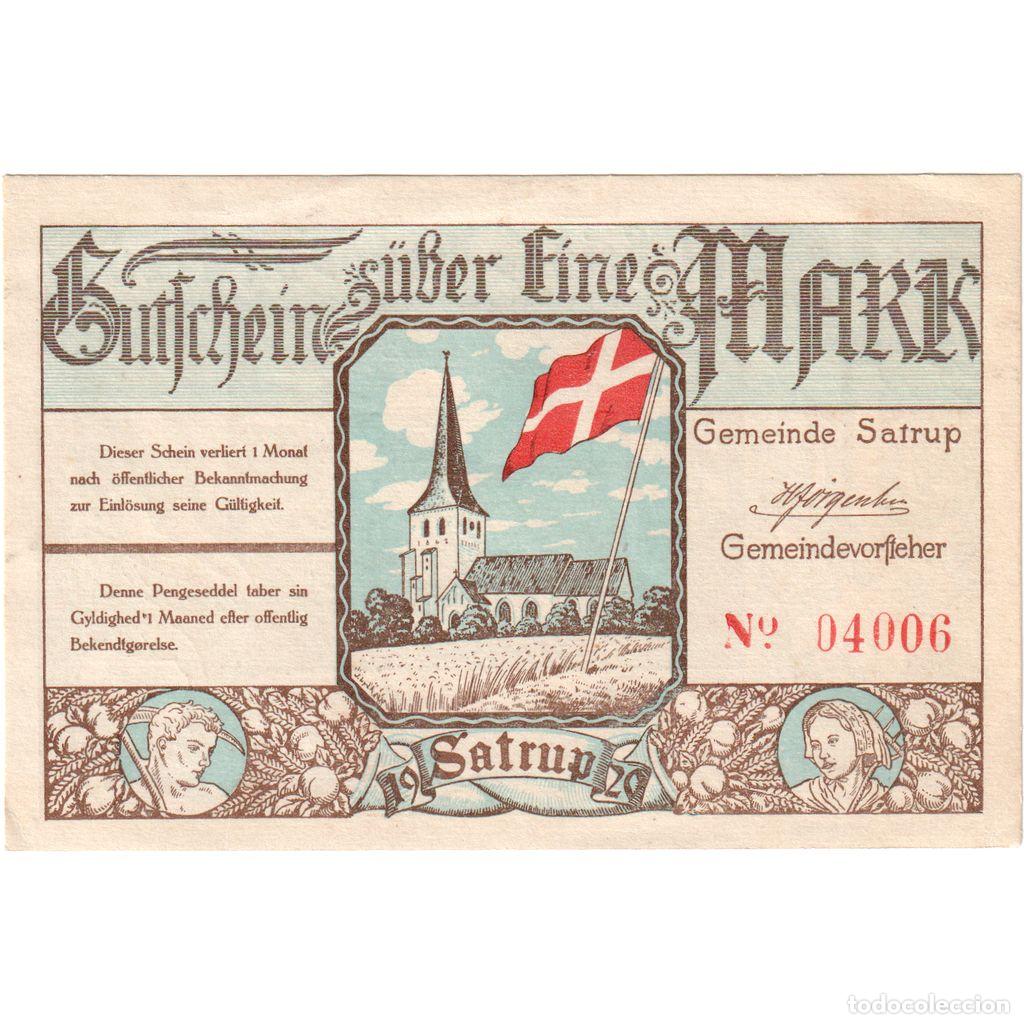 Billetes extranjeros: [#291957] Alemania, Satrup, 1 Mark, MBC+ - Foto 1