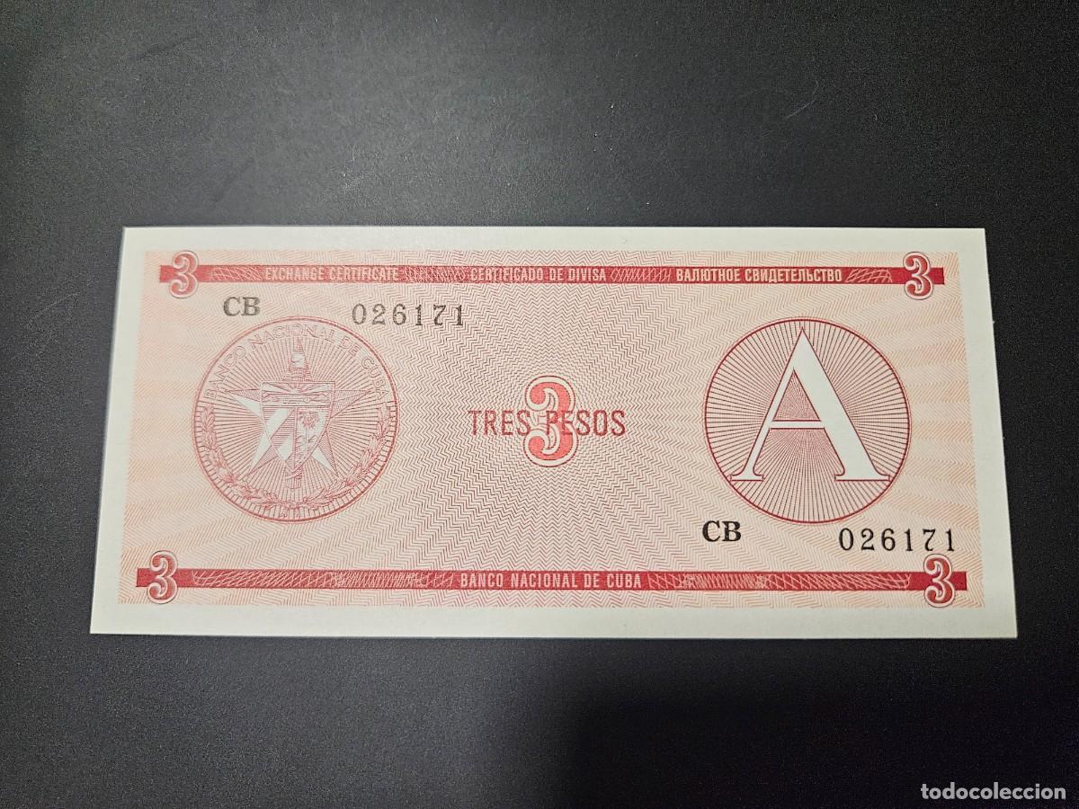 Billetes extranjeros: CUBA CERTIFICADO DE CAMBIO DE 3 PESOS (LETRA A) - Foto 1