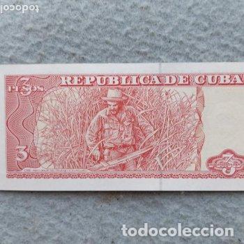 Billetes extranjeros: Cuba. 3 Pesos. Che Guevara. A&ntilde;o 2004. - Foto 2