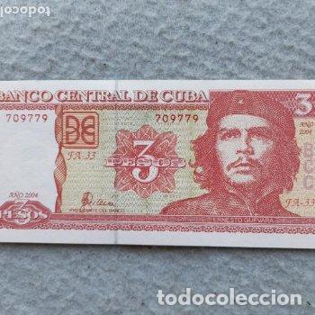 Billetes extranjeros: Cuba. 3 Pesos. Che Guevara. A&ntilde;o 2004. - Foto 1