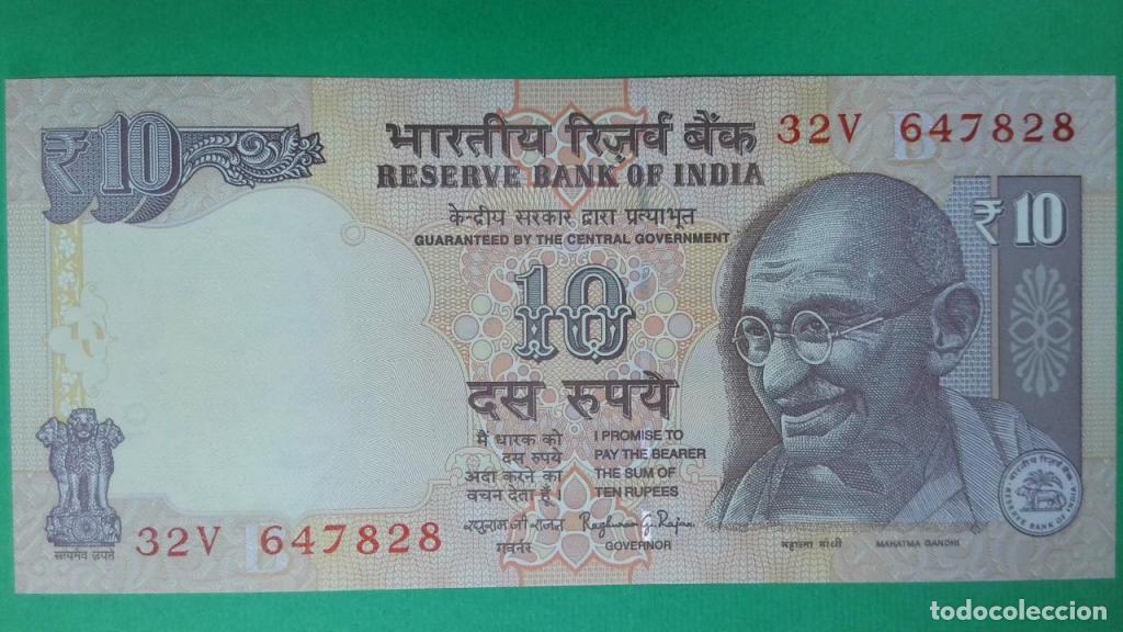 Billetes extranjeros: India, 10 Rupees 2011-2017 - 102w - (SC / UNC) [32V647828] - Foto 1