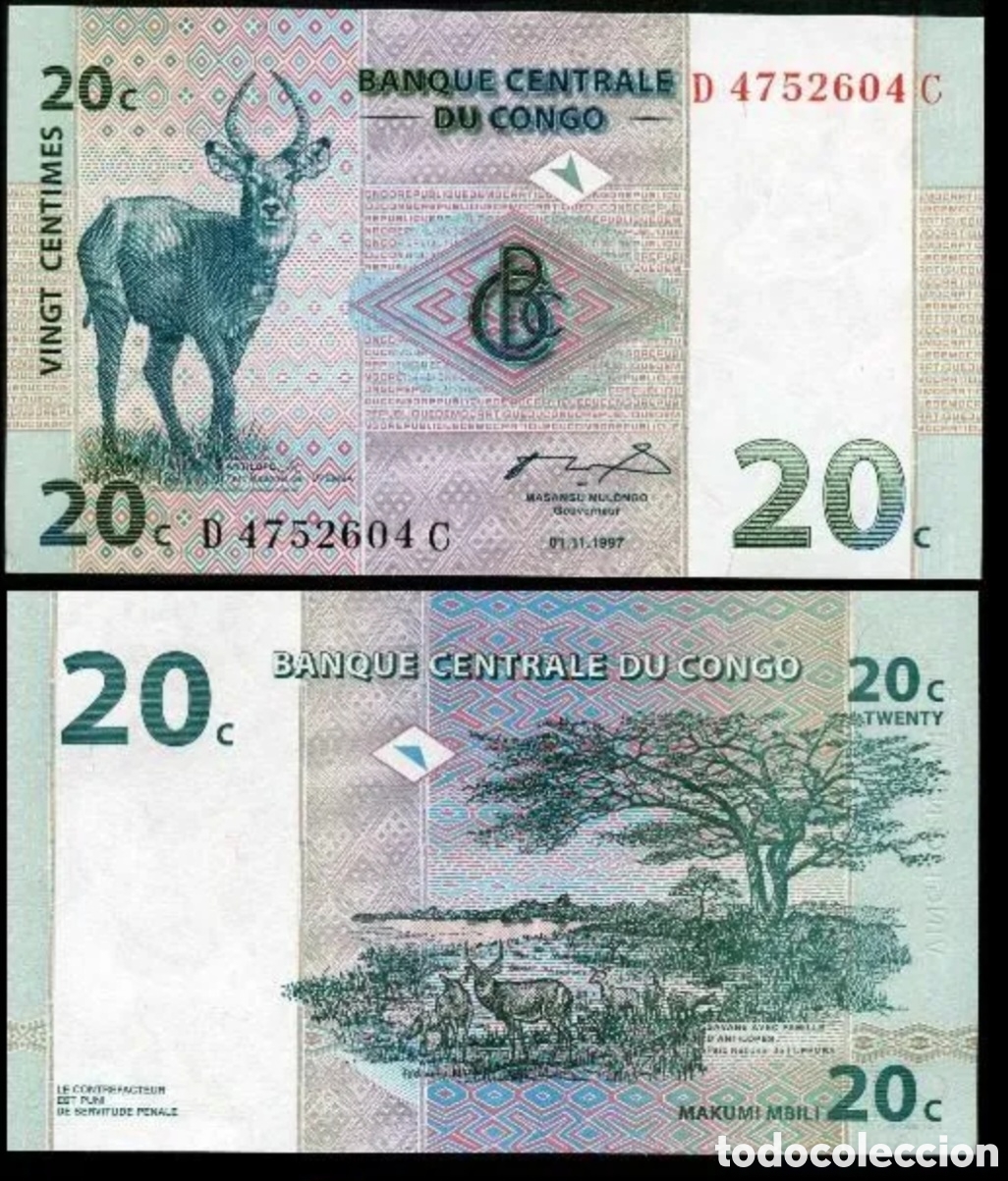 Billetes extranjeros: Billete congo 20 . original % sin circular - Foto 1