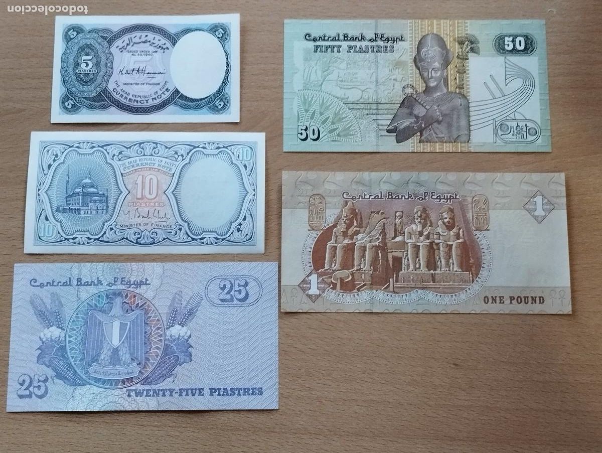 Billetes extranjeros: Serie 5 Billetes Egipto - Foto 2