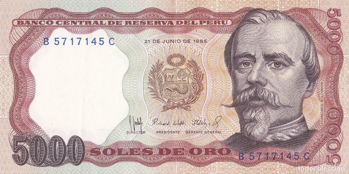 Billetes extranjeros: PER&Uacute; 5000 SOLES 1985 - Foto 1