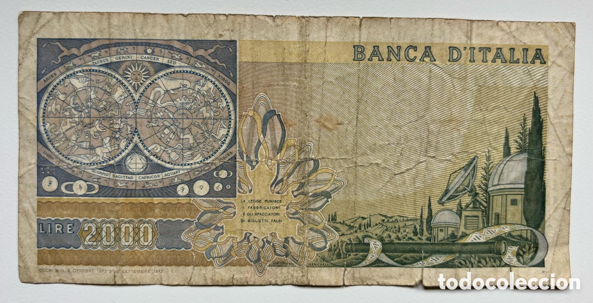 Billetes extranjeros: Billete ITALIA 2000 Lira 1973 - Foto 2