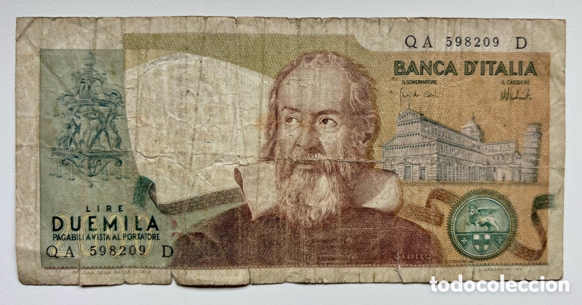 Billetes extranjeros: Billete ITALIA 2000 Lira 1973 - Foto 1