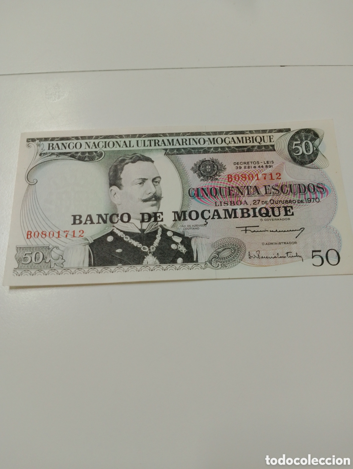 Billetes extranjeros: 50 escudos de mozambique sin circular - Foto 1