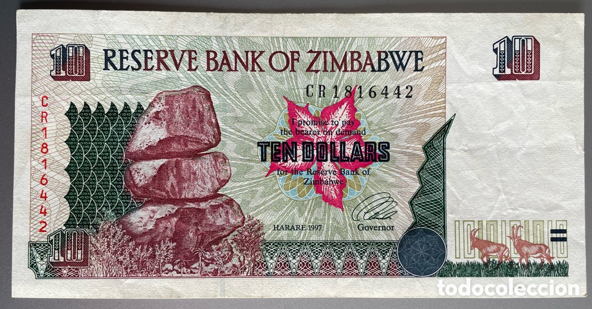 Billetes extranjeros: Zimbabwe. 10 d&oacute;lares. 1997 - Foto 2