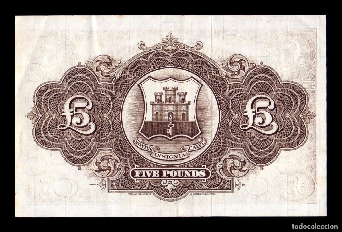 Billetes extranjeros: Gibraltar 5 Libras 1958 Pick 19a Ebc- aXf - Foto 2