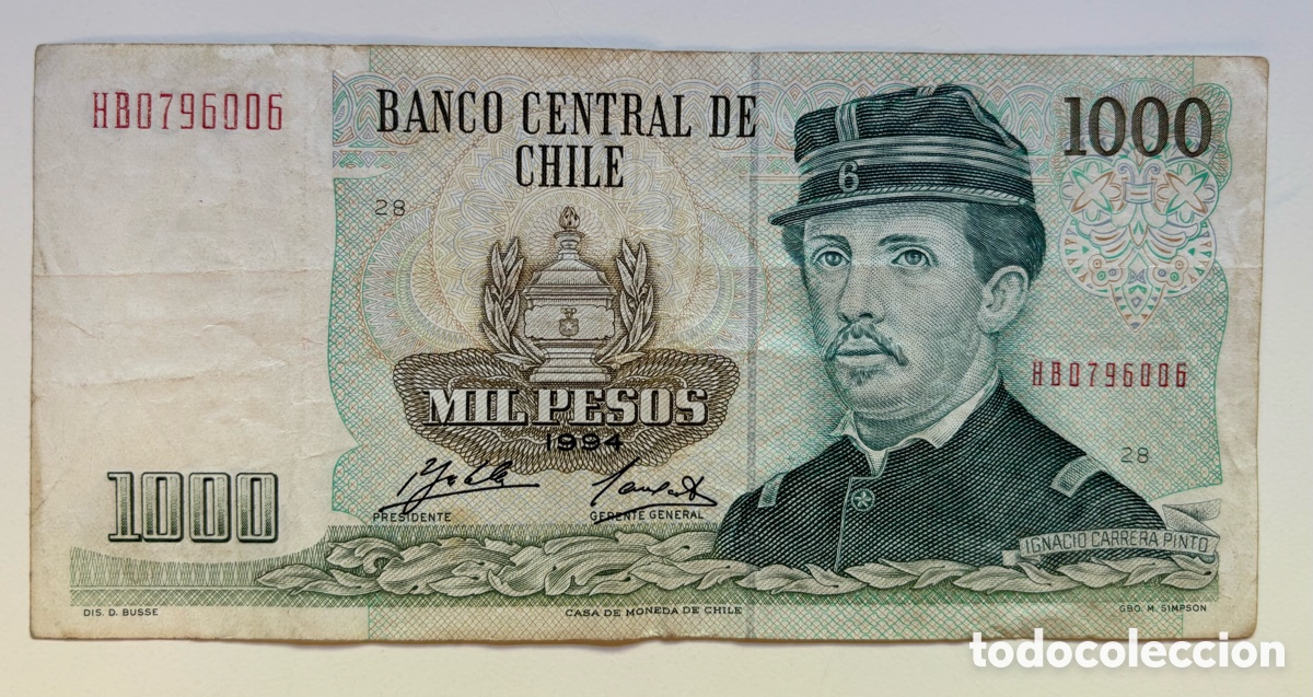Billetes extranjeros: Billete CHILE 1000 Pesos 1994 - Foto 1