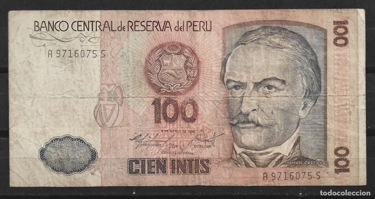 Billetes extranjeros: Per&uacute;. 100 Intis. Ram&oacute;n Castilla. - Foto 1