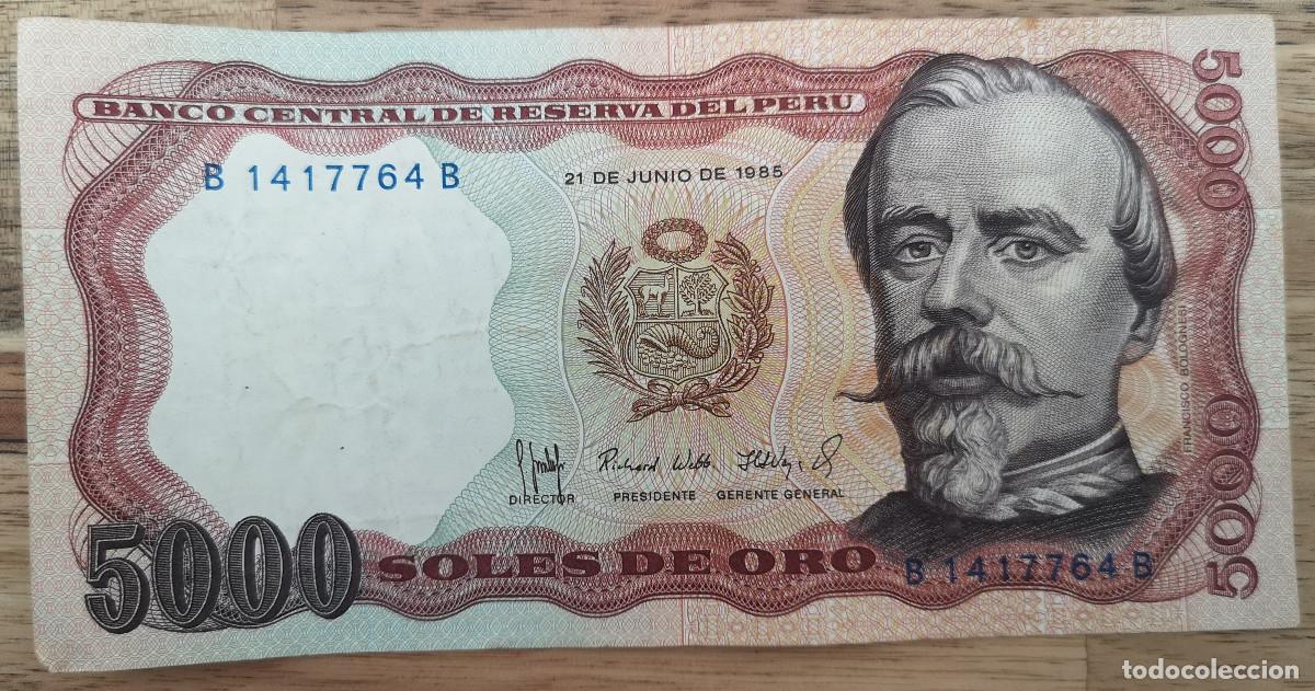 Billetes extranjeros: BILLETE PERU - 5000 SOLES DE ORO 1985 - Foto 1