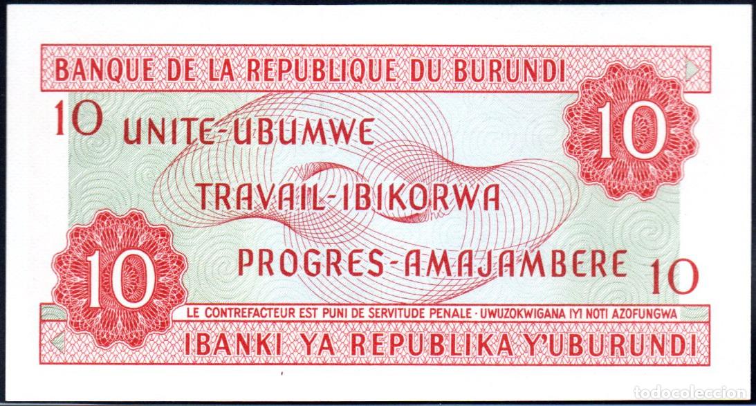 Billetes extranjeros: BURUNDI - 10 FRANCOS - Pick.20 - SIN CIRCULAR - Foto 2