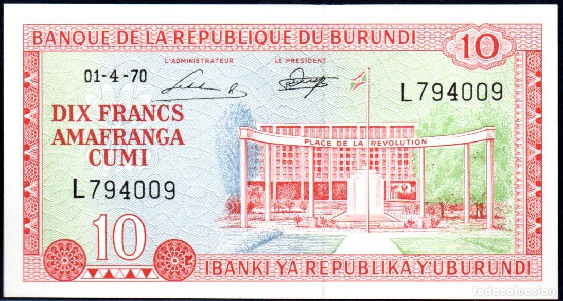 Billetes extranjeros: BURUNDI - 10 FRANCOS - Pick.20 - SIN CIRCULAR - Foto 1