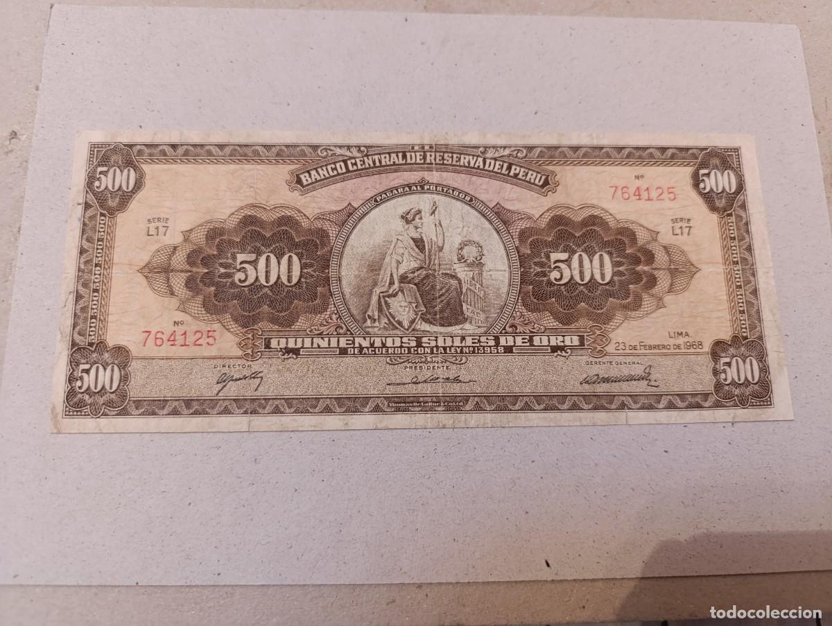 Billetes extranjeros: Billete Peru, 500 soles, a&ntilde;o 1968 - Foto 1