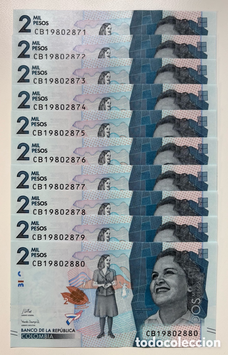 Internationale Banknoten: Lote x10 Billetes 2000 Pesos 2021 SC. Pick 458