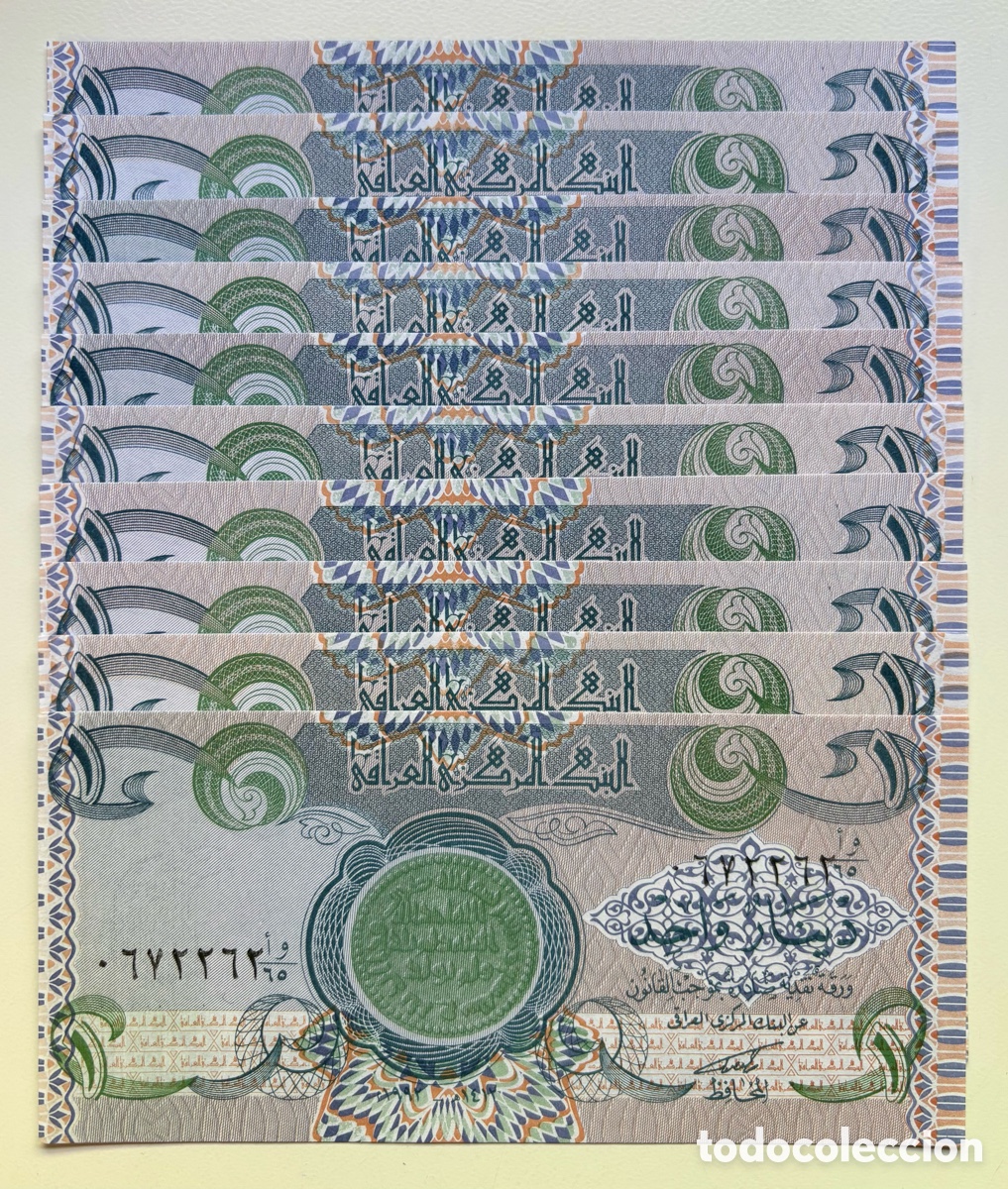 Billetes extranjeros: Lote x 10 Billetes IRAQ 1 Dinar (1993) SC. Pick 79. Irak