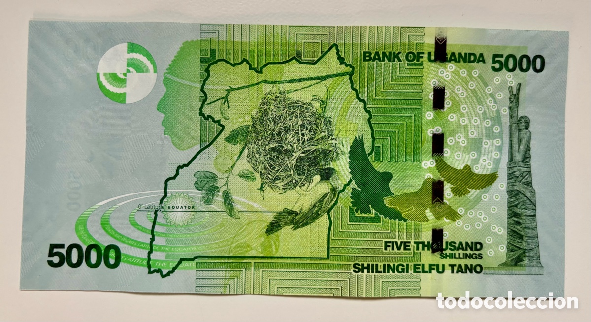 Billetes extranjeros: Billete UGANDA 5000 Chelines 2019 SC - Foto 2