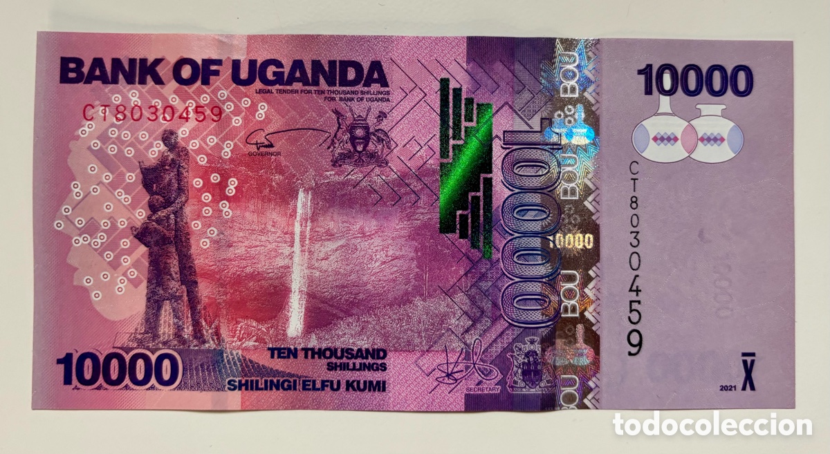 Billetes extranjeros: Billete UGANDA 10000 Chelines 2021 SC - Foto 1