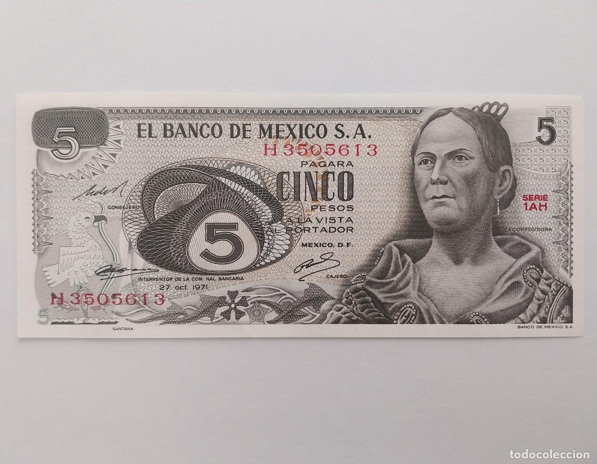 Billetes extranjeros: M&Eacute;XICO 5 PESOS 1971 LA CORREGIDORA - Foto 3