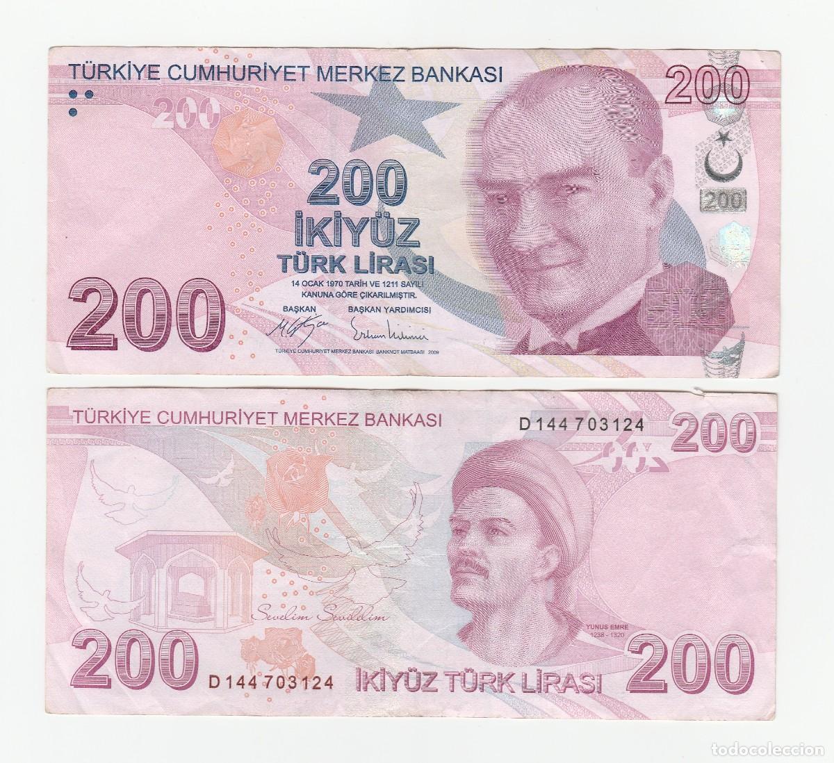 Billets internationaux: TURQUIA 200 LIRAS 2009 Pick 227d n/s D144703124 CIRCULADO (el billete de la foto)