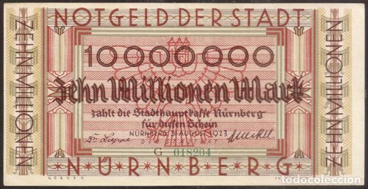 Billetes extranjeros: ALEMANIA. NURNBERG (Nuremberg). 1000000 mark 11.8. 1923.