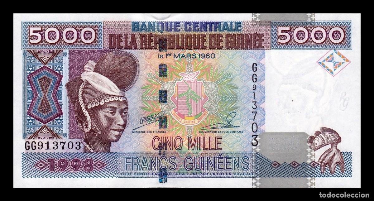 Billetes extranjeros: Guinea 5000 Francos 1998 Pick 38 Sc Unc - Foto 1