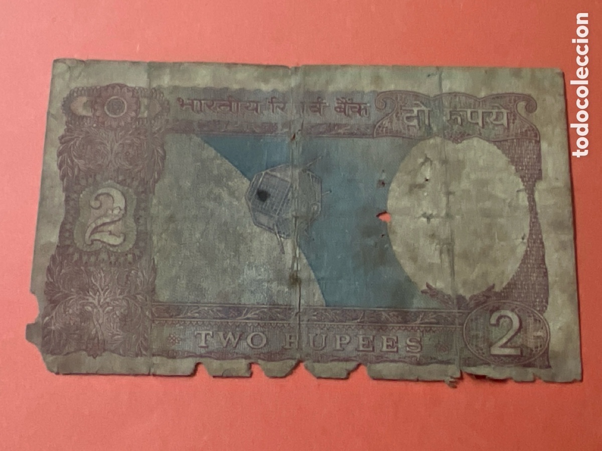 Billetes extranjeros: HB25. BILLETE. India. 2 rupias rupees. - Foto 2