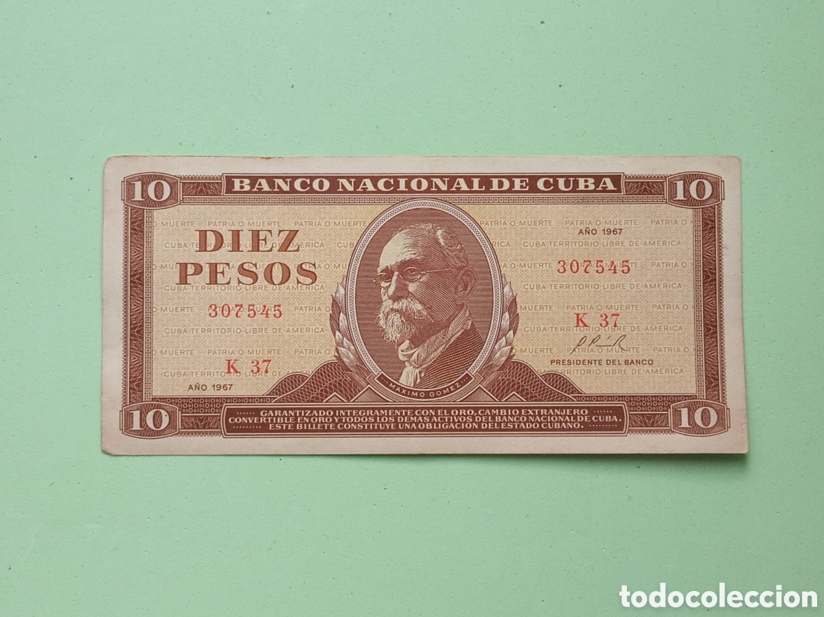 Billetes extranjeros: 10 Pesos Cuba 1967. Circulado - Foto 1