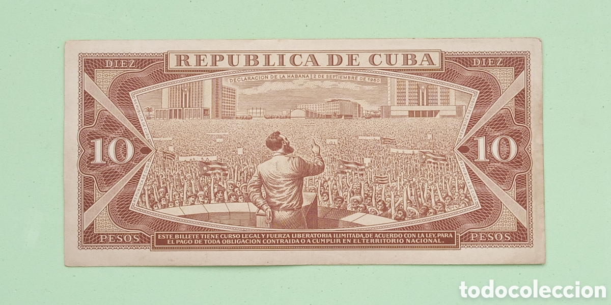 Billetes extranjeros: Cuba, 10 Pesos 1968. Circulado - Foto 2