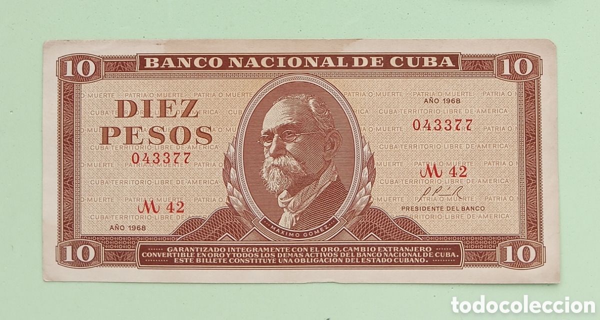 Billetes extranjeros: Cuba, 10 Pesos 1968. Circulado - Foto 1