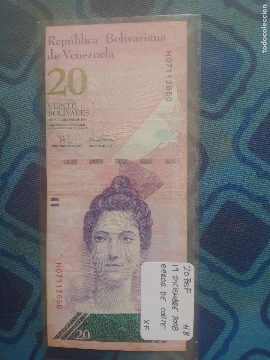 Billetes extranjeros: VENEZUELA. 20 bolivares 2008 ERROR DE CORTE - Foto 1