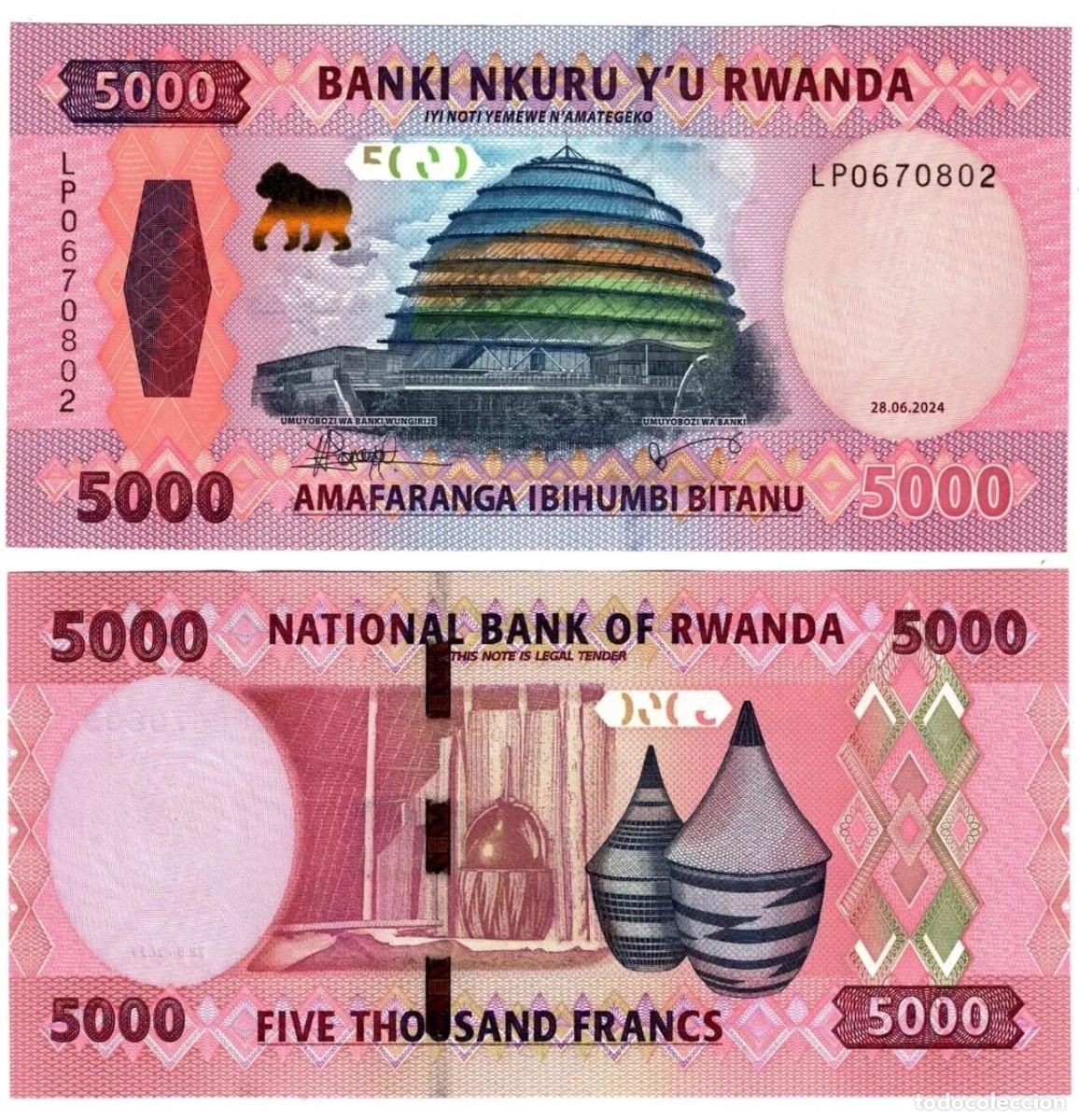 Billetes extranjeros: RWANDA / RUANDA 5000 Francos 2024 SC/UNC - Foto 1