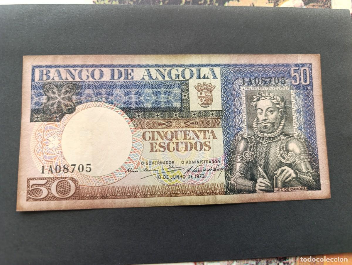 International Banknotes: Billete Angola(Portugal) 50 escudos, a&ntilde;o 1973, serie 1A, aUNC