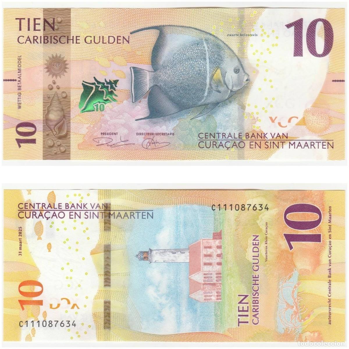 Billets internationaux: CURA&Ccedil;AO & ST MARTEEN 10 GULDEN 2025 Pick 1 n/s C111087634 SIN CIRCULAR (el de la foto)
