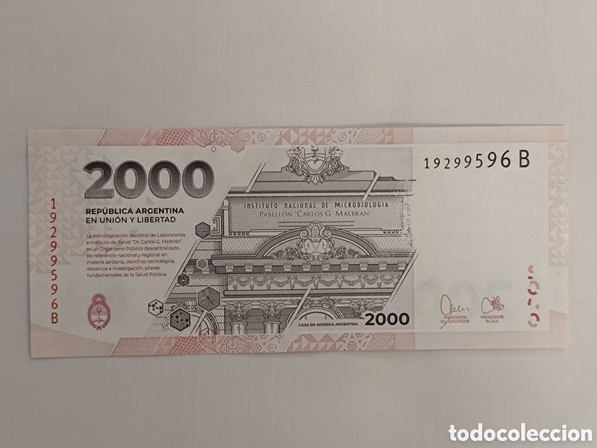 Billetes extranjeros: 2000 pesos Argentina 2023 - Foto 2