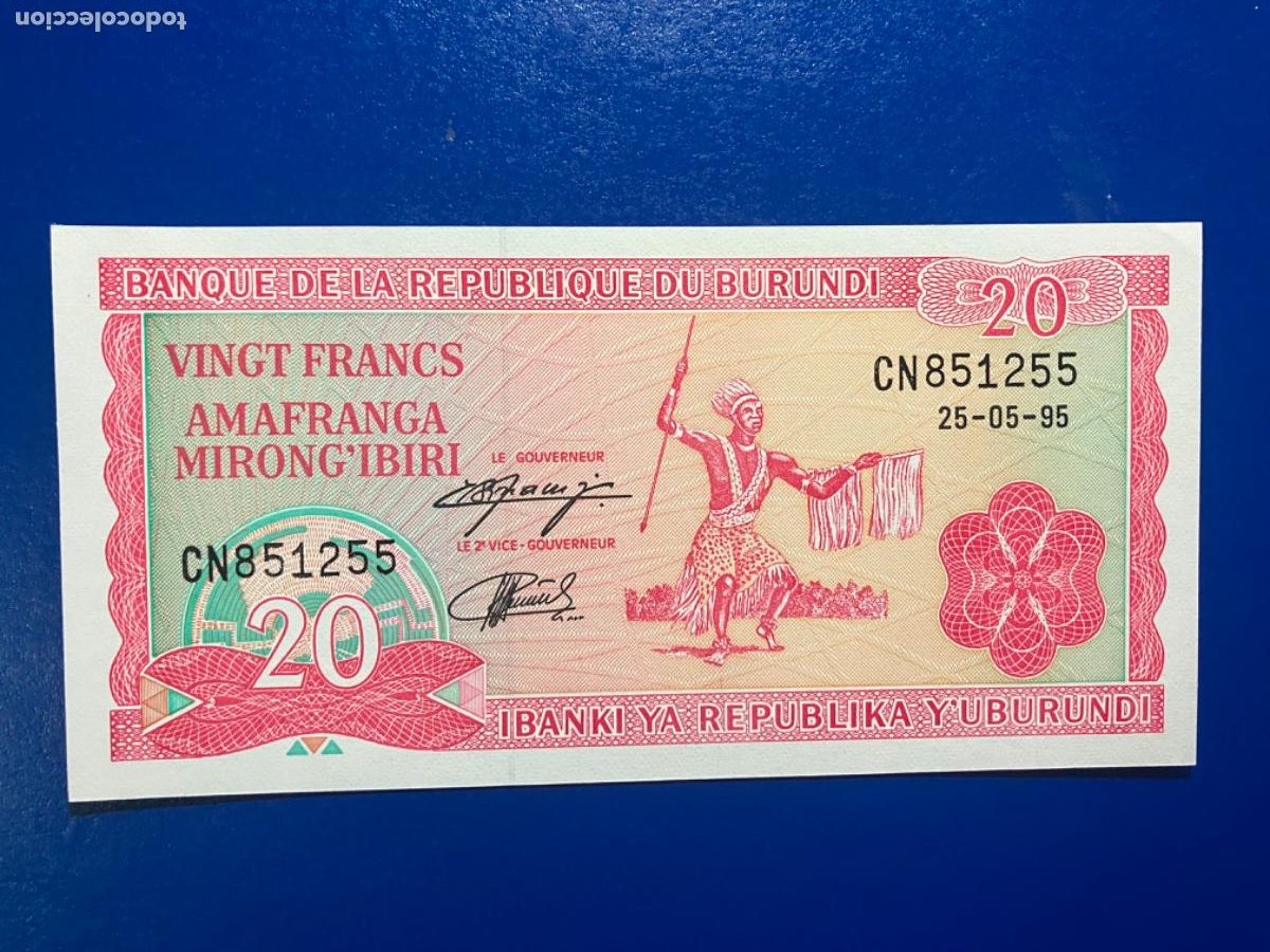 Billetes extranjeros: Burundi - Billete 20 francos 1995 - sin circular