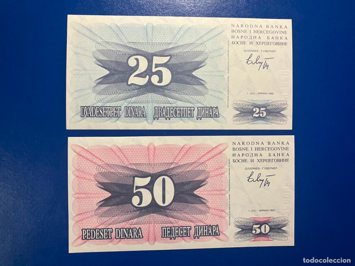 Billetes extranjeros: Bosnia Herzegovina - Par de billetes 25 50 dinar dinara
