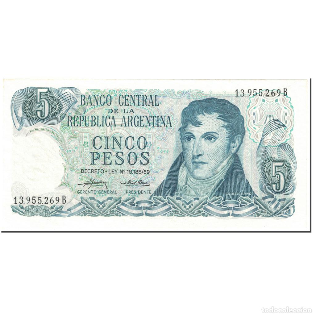 International Banknotes: [#603378] Billete, 5 Pesos, 1975, Argentina, Undated (1975), KM:294, UNC