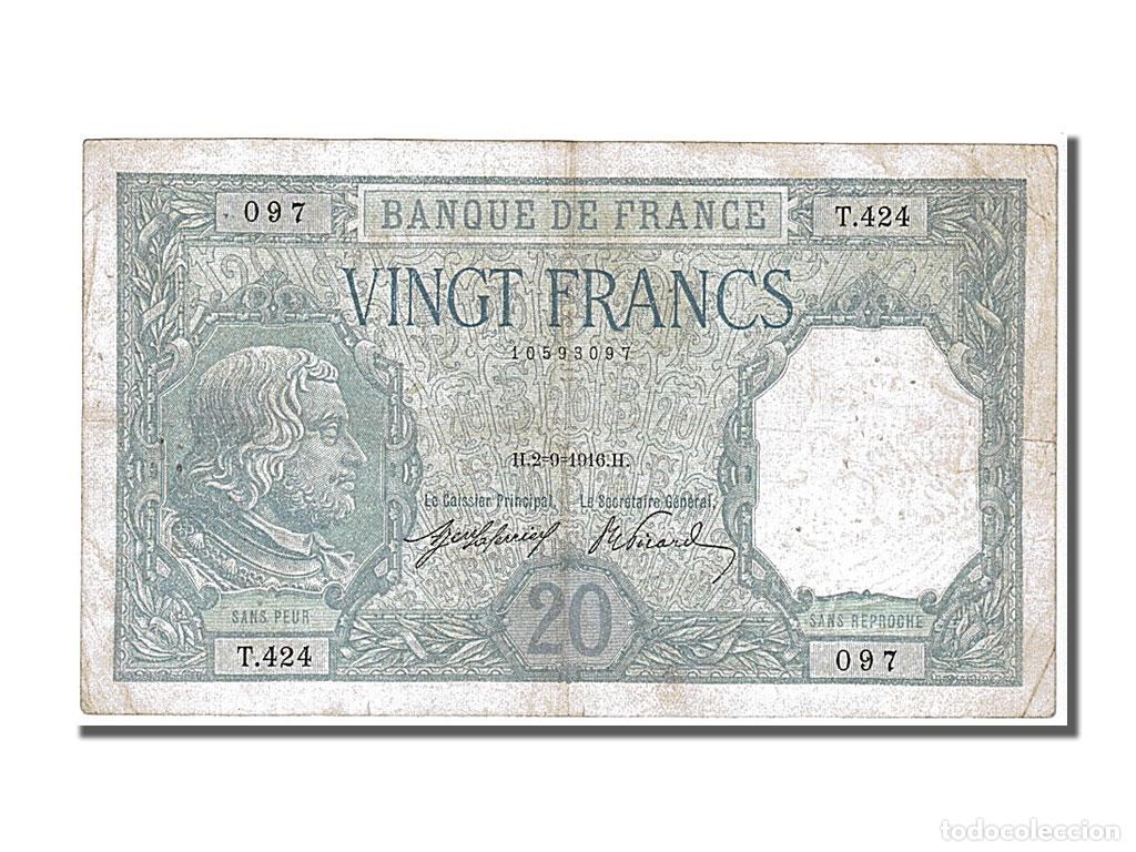 Billets internationaux: [#102287] Billete, Francia, 20 Francs, 20 F 1916-1919 ''Bayard'', 1916, 1916-09-02, MBC+
