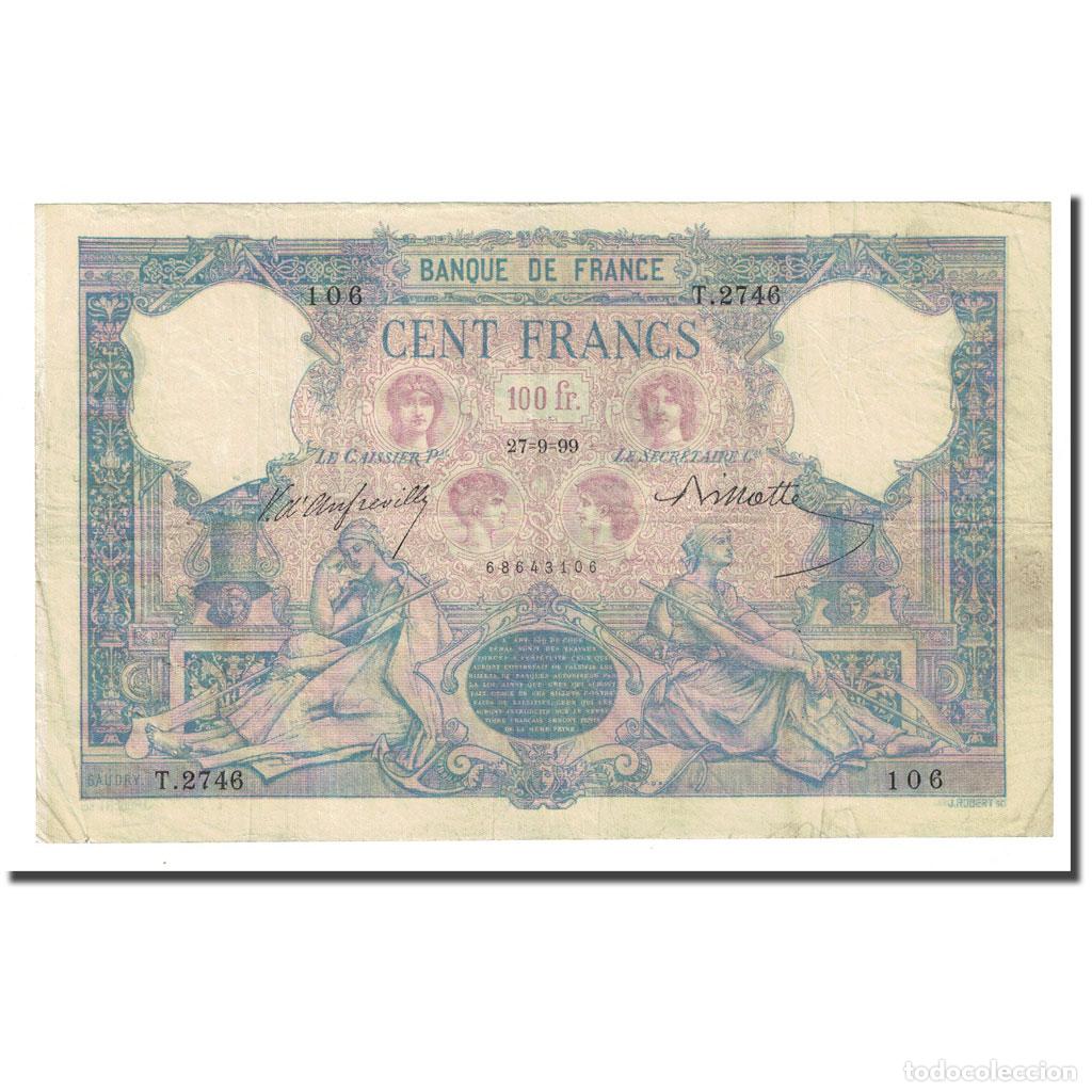 International Banknotes: [#172113] Francia, 100 Francs, Bleu et Rose, 1899-09-27, MBC, Fayette:21.12, KM:65b