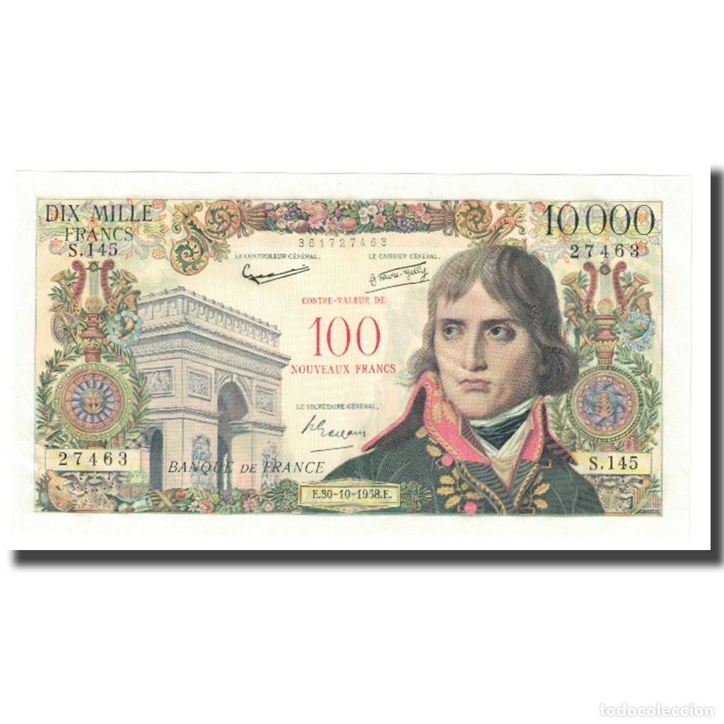 Notas Internacionais: [#172396] Francia, 100 Nouveaux Francs on 10,000 Francs, 1958-10-30, S.145, SC