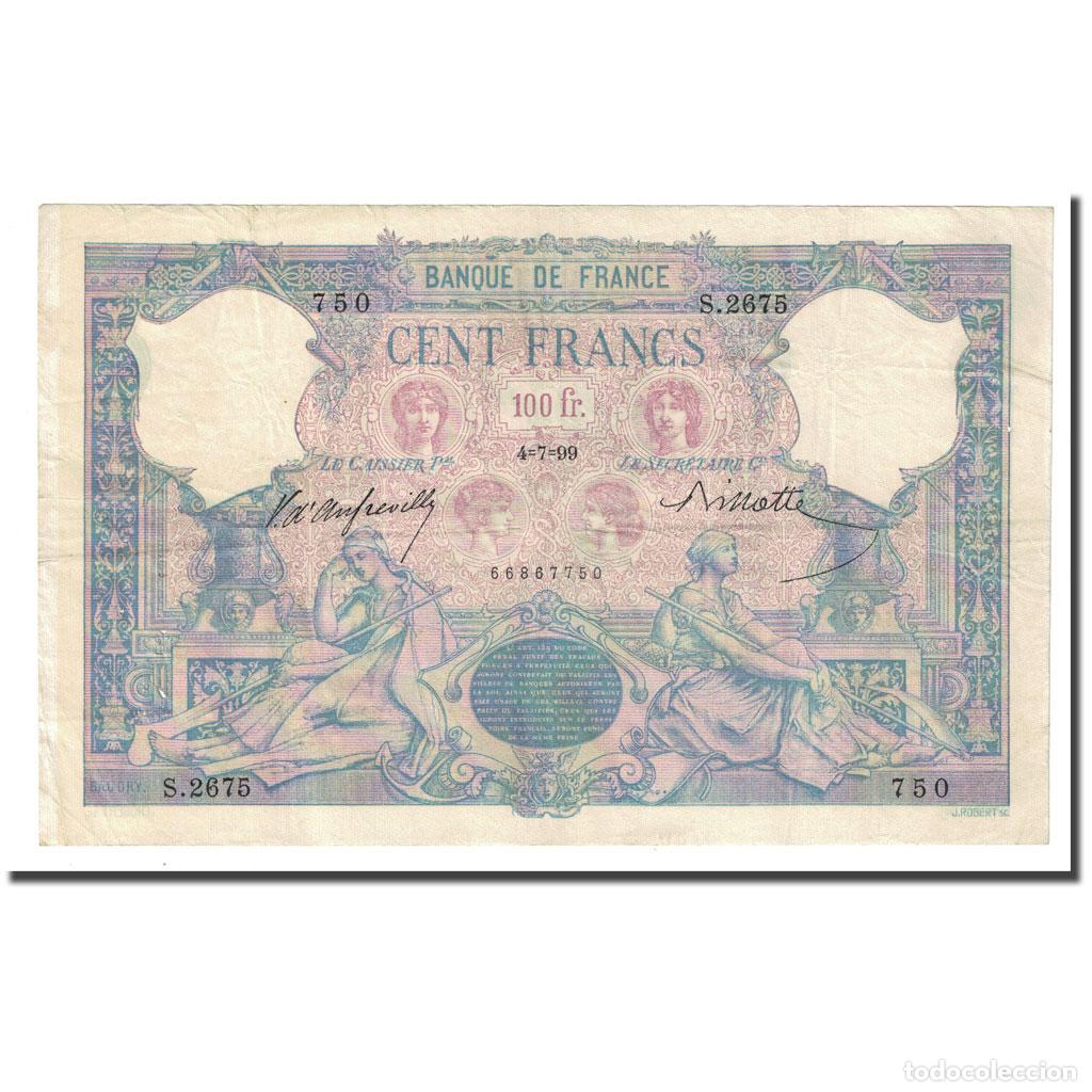 International Banknotes: [#172108] Francia, 100 Francs, Bleu et Rose, 1899-07-04, MBC+, Fayette:21.12, KM:65b