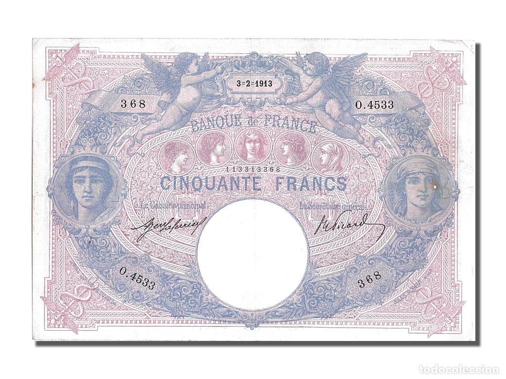 Notas Internacionais: [#201829] Billete, Francia, 50 Francs, 50 F 1889-1927 ''Bleu et Rose'', 1913, 1913-02-03