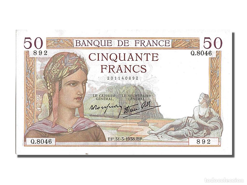 Billets internationaux: [#201235] Billete, Francia, 50 Francs, 50 F 1934-1940 ''C&eacute;r&egrave;s'', 1938, 1938-03-31, SC