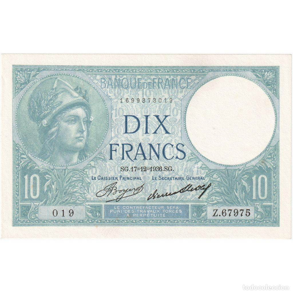 Notas Internacionais: [#196624] Francia, 10 Francs, 1936-12-17, Z.67975, UNC