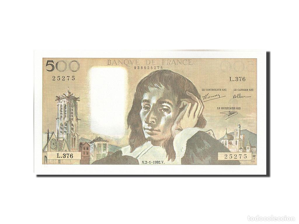 Internationale Banknoten: [#206684] Billete, Francia, 500 Francs, 500 F 1968-1993 ''Pascal'', 1992, 1992-01-02, SC