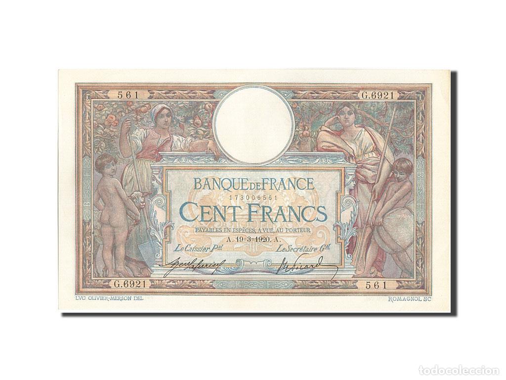 Banconote internazionali: [#208521] Billete, Francia, 100 Francs, 100 F 1908-1939 ''Luc Olivier Merson'', 1920