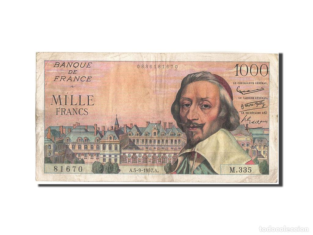 Billetes extranjeros: [#208926] Billete, Francia, 1000 Francs, 1 000 F 1953-1957 ''Richelieu'', 1957