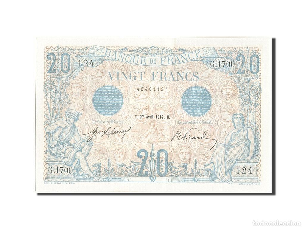 Billets internationaux: [#208921] Billete, Francia, 20 Francs, 20 F 1905-1913 ''Bleu'', 1912, 1912-04-27, SC+